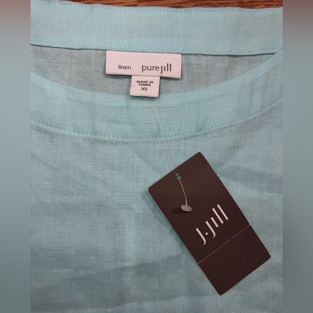 J. Jill Aqua Linen Top - Picture 7 of 8